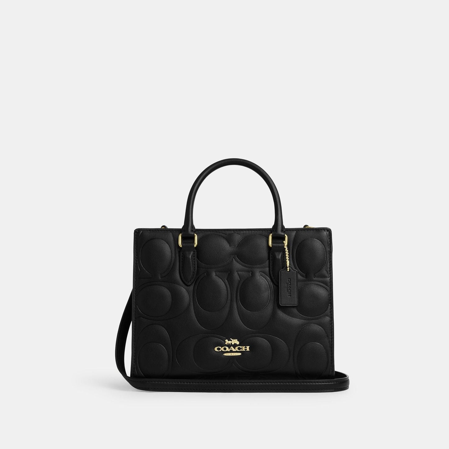 CY670-Maggie Small Tote Bag In Signature Leather-IM/Black