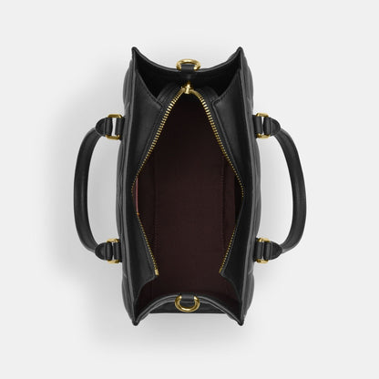 CY670-Maggie Small Tote Bag In Signature Leather-IM/Black