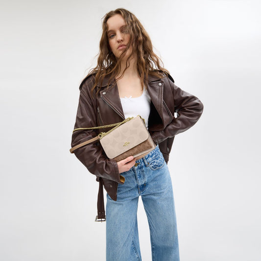 CY678-Klare Crossbody Bag In Blocked Signature-Im/Sand/Tan