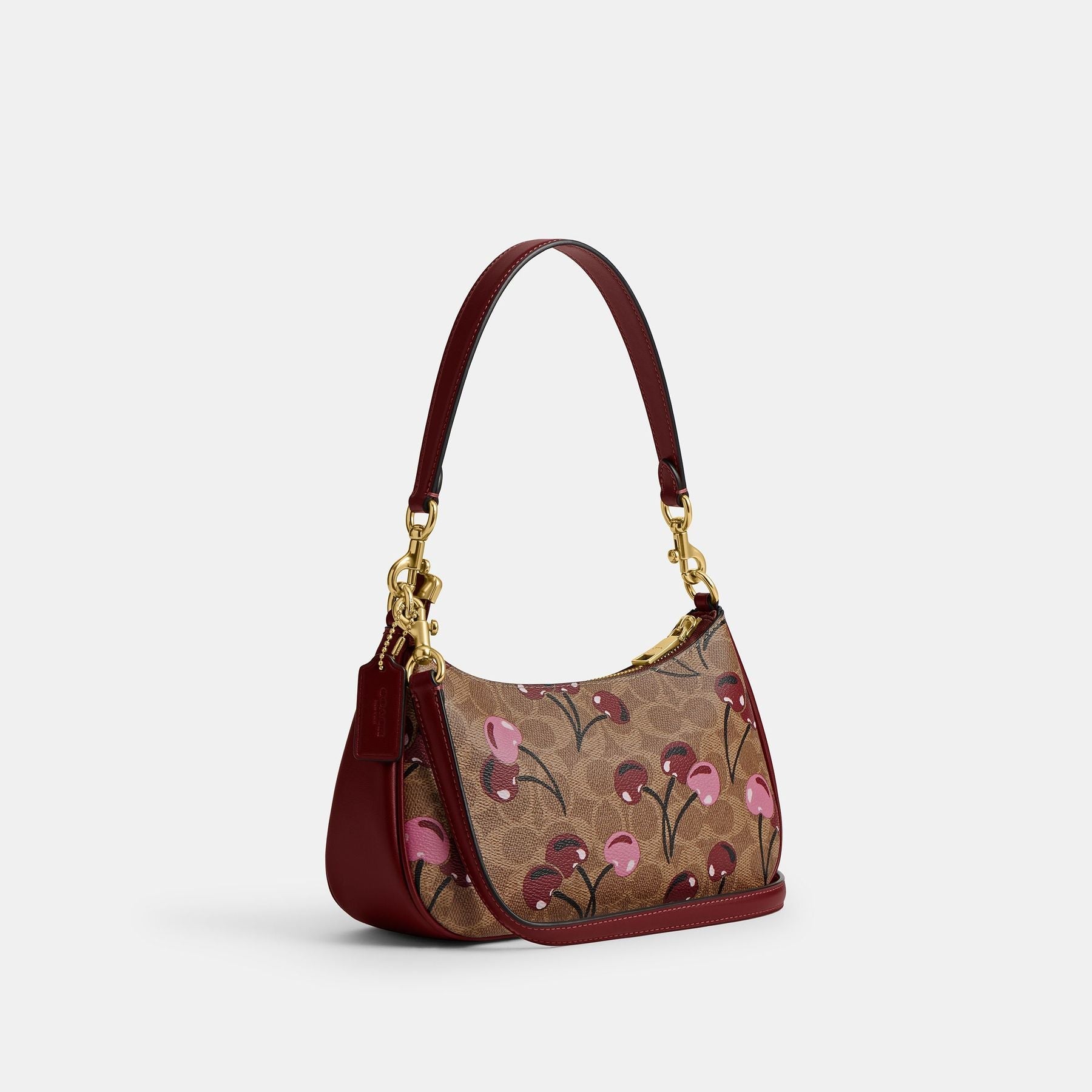 cy694-Teri Shoulder Bag In Signature Canvas With Cherry Print-Im/Tan Multi