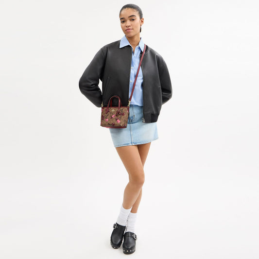 cy737-City Mini Tote Bag In Signature Canvas With Cherry Print-Im/Tan Multi