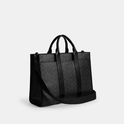 CY772-Wesley Tote In Signature Canvas-Charcoal