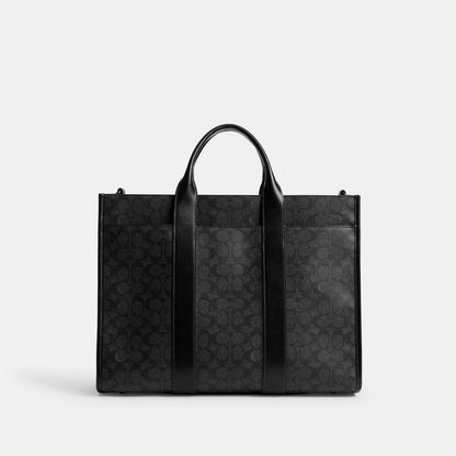 CY772-Wesley Tote In Signature Canvas-Charcoal