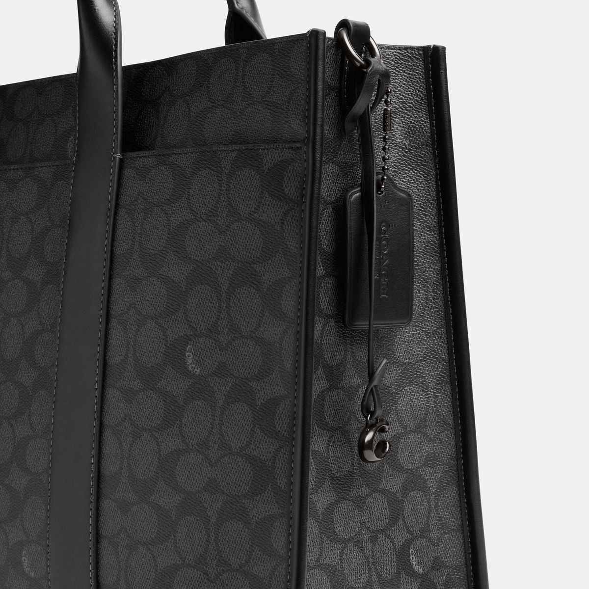 CY772-Wesley Tote In Signature Canvas-Charcoal