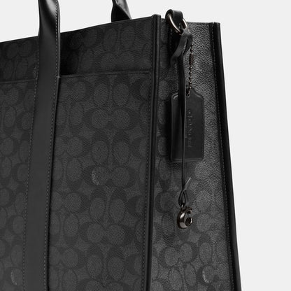 CY772-Wesley Tote In Signature Canvas-Charcoal