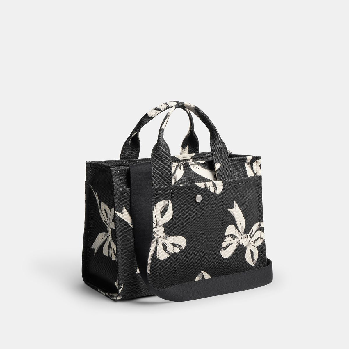 CY844-Cargo Tote Bag With Bow Print-Lh/Black Multi