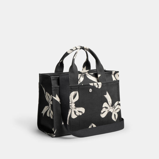 CY844-Cargo Tote Bag With Bow Print-Lh/Black Multi