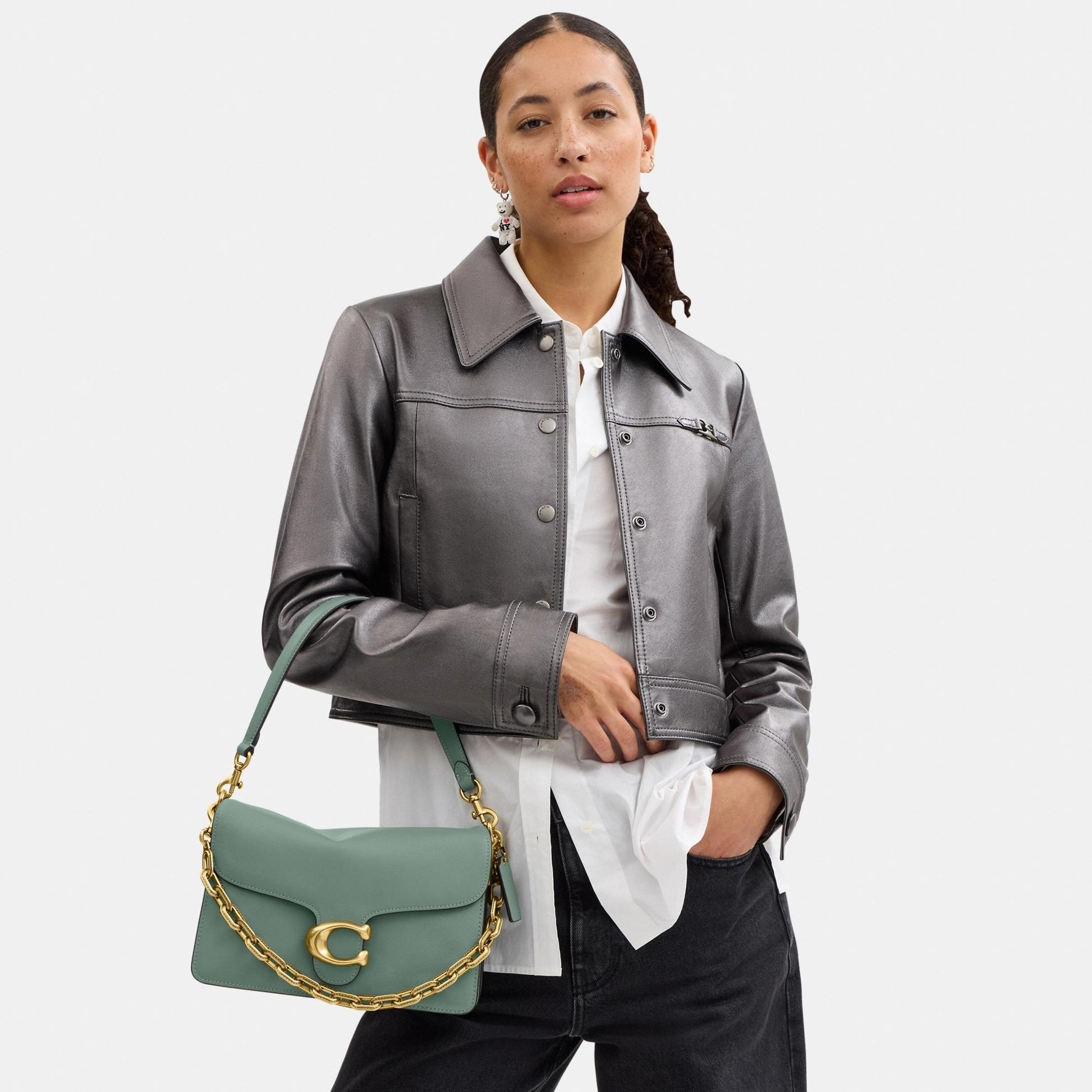 CY919-Chain Tabby Shoulder Bag-B4/Sage