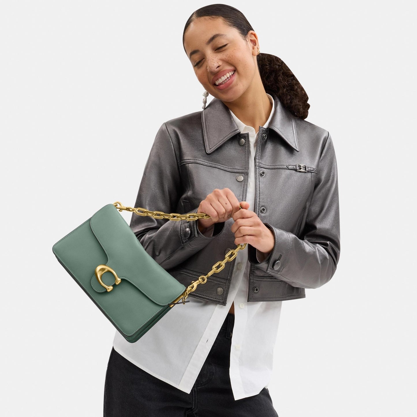 CY919-Chain Tabby Shoulder Bag-B4/Sage