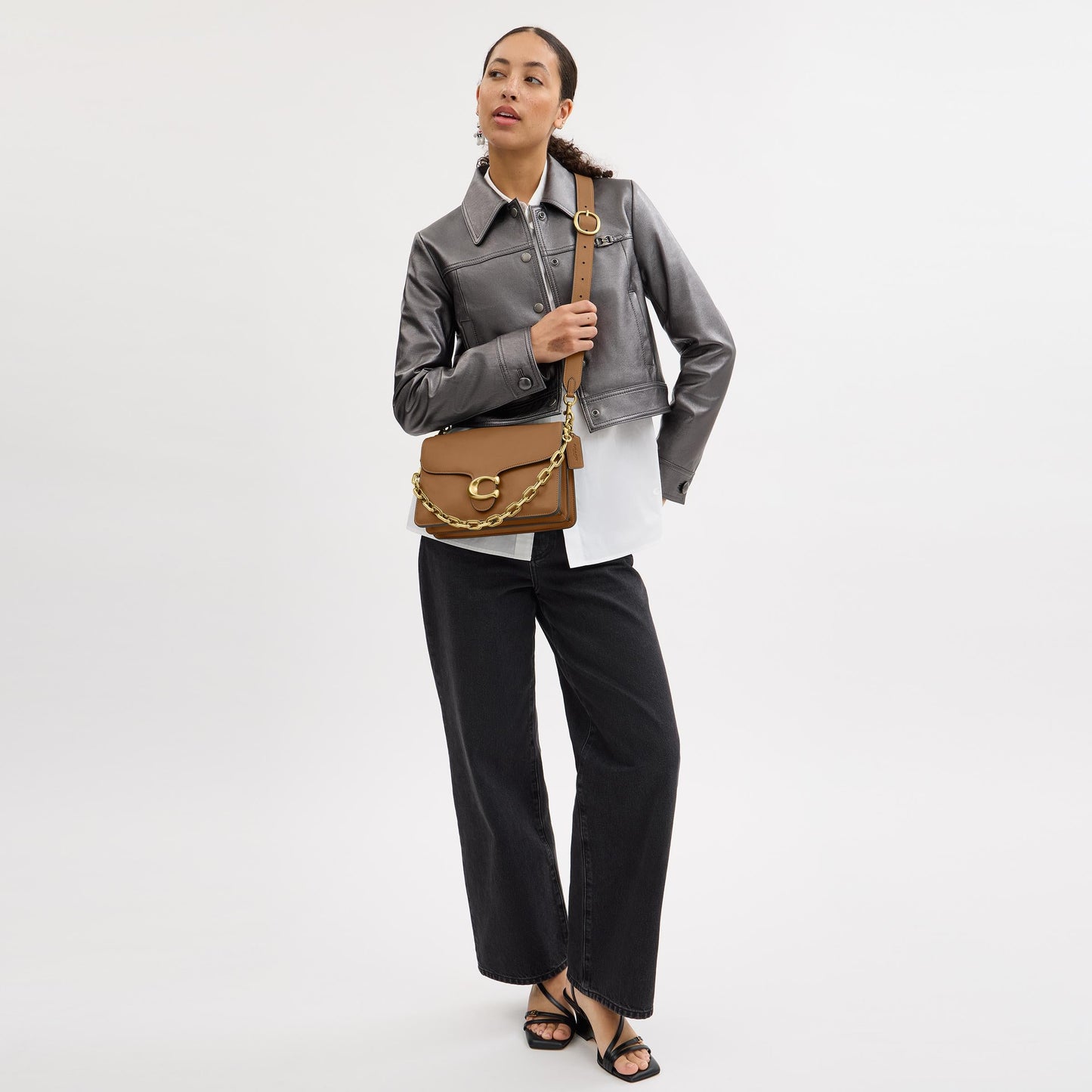 CY919-Chain Tabby Shoulder Bag-B4/Honey Brown