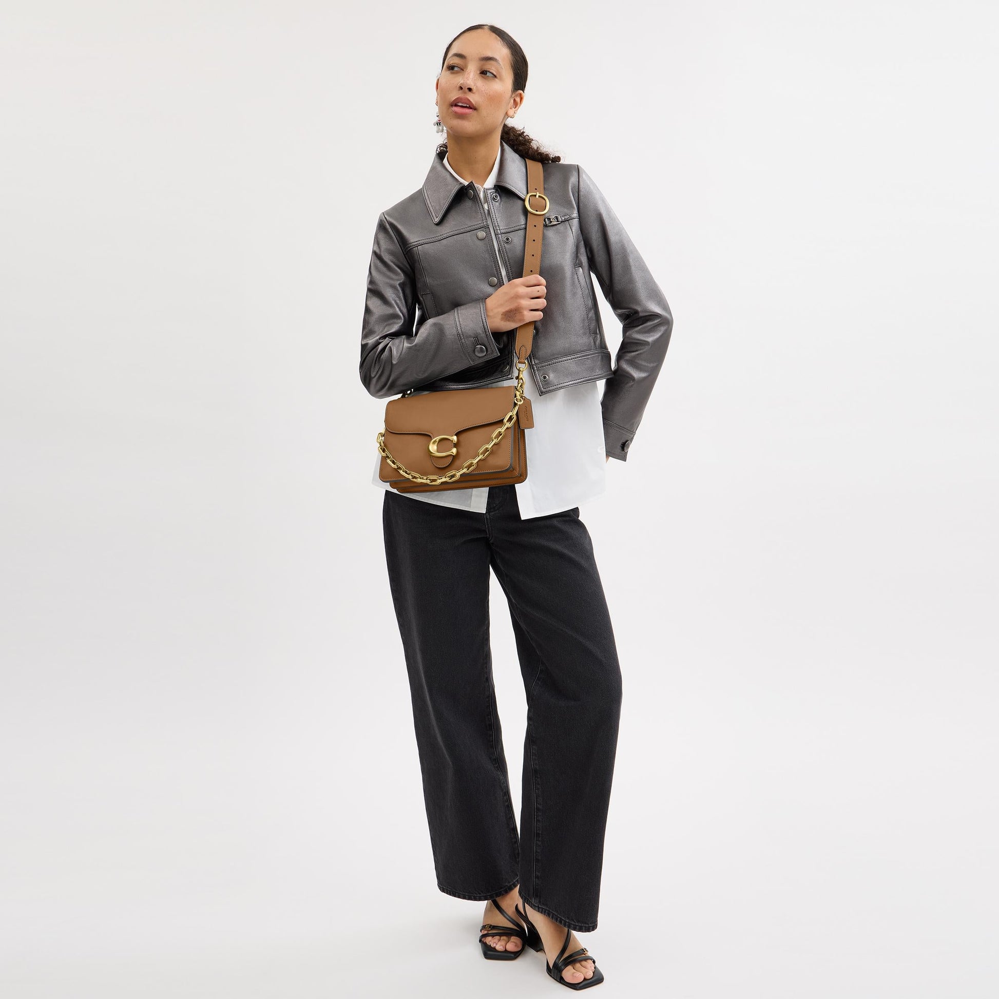 CY919-Chain Tabby Shoulder Bag-B4/Honey Brown