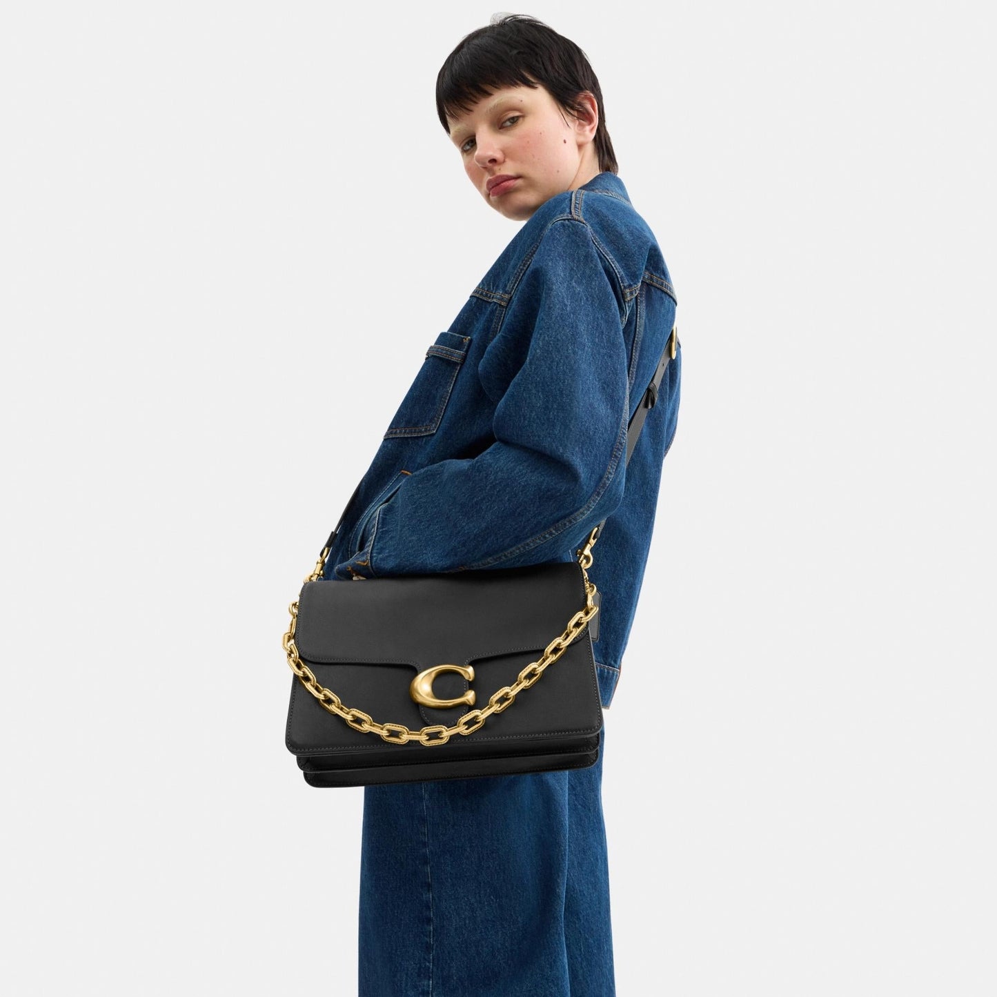 CY920-CHAIN TABBY SHOULDER BAG 30-B4/BLACK