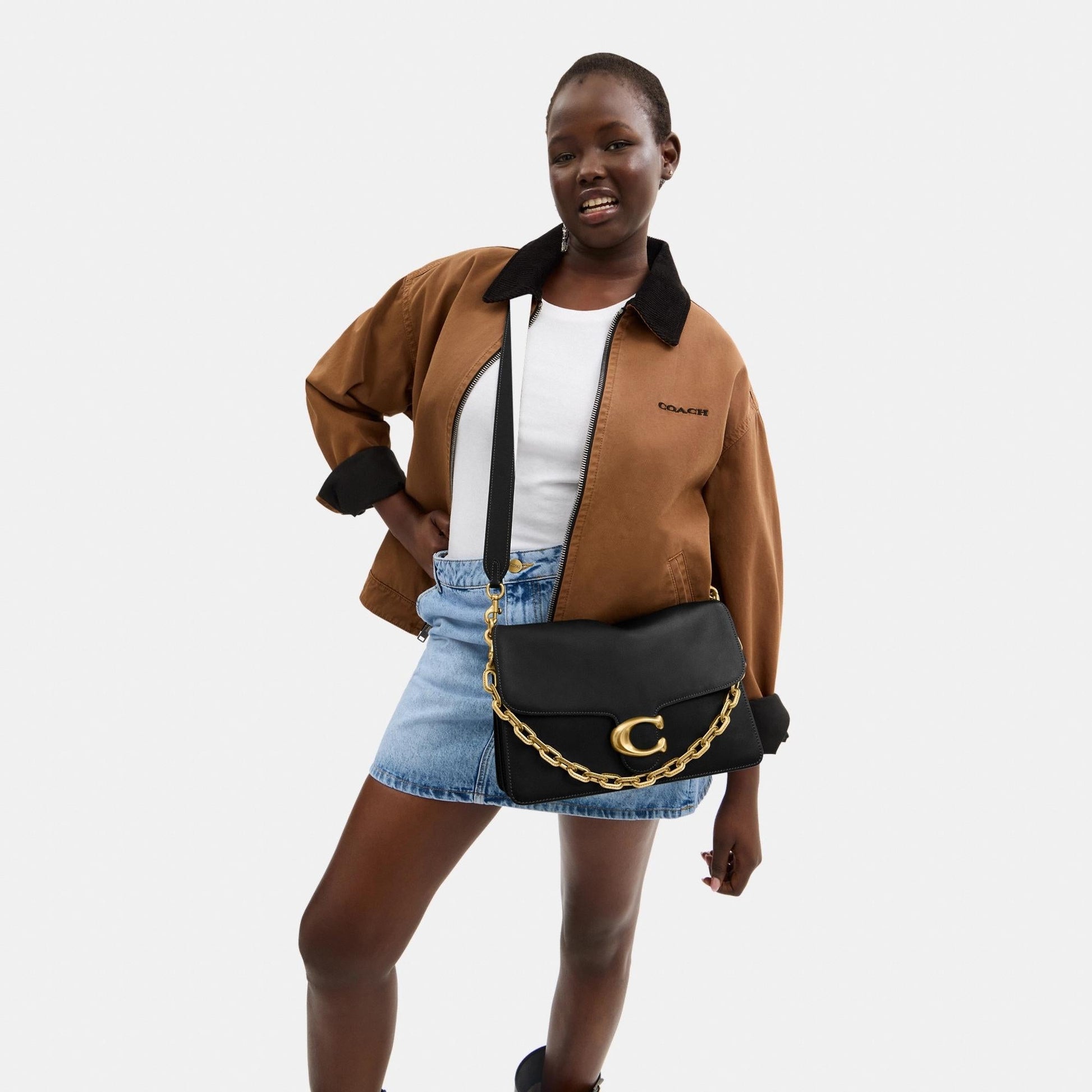 CY920-CHAIN TABBY SHOULDER BAG 30-B4/BLACK