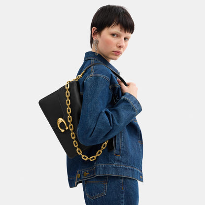 CY920-CHAIN TABBY SHOULDER BAG 30-B4/BLACK