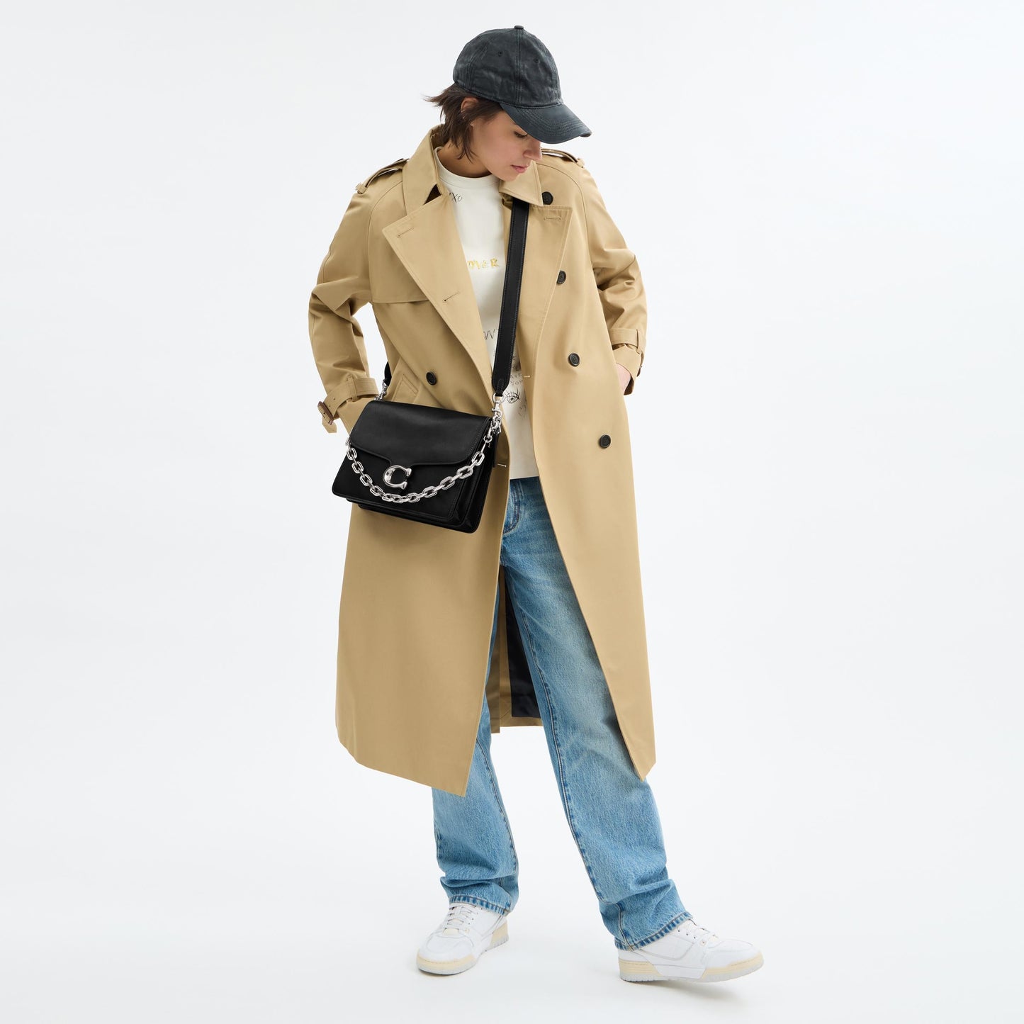 CY920-CHAIN TABBY SHOULDER BAG 30-LH/Black