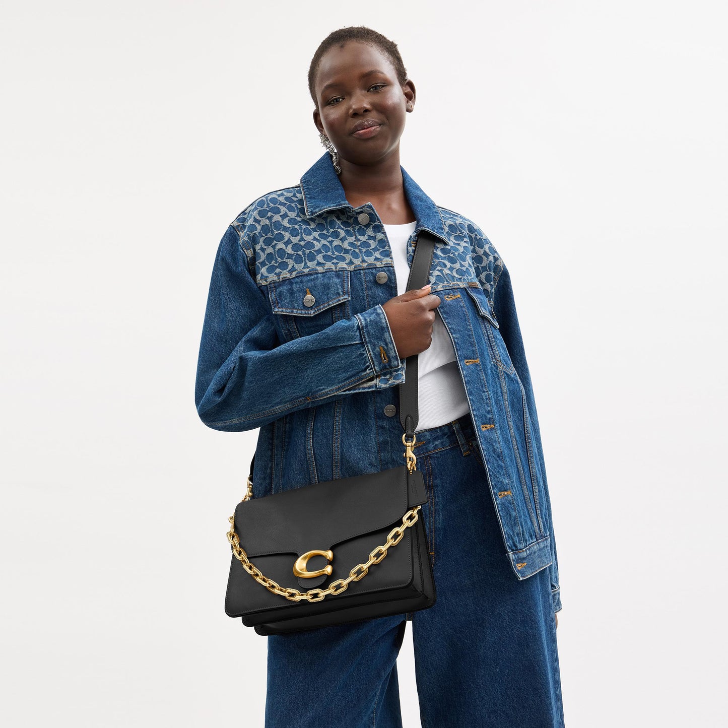 CY920-CHAIN TABBY SHOULDER BAG 30-LH/Black