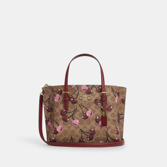 CZ772-Mollie Tote Bag 25 In Signature Canvas With Cherry Print-IM/Tan Multi