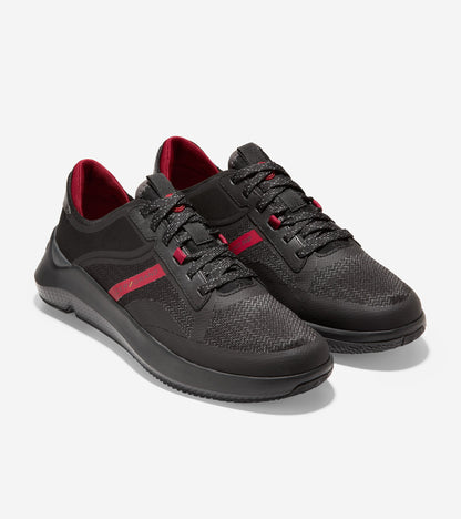 C34451-ZERØGRAND Winner Tennis Sneaker-Black/Rio Red/Gray Pinstripe W/Speckle
