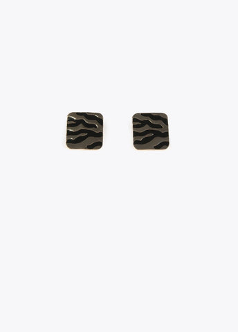 12410004-Animal print square earrings-Black