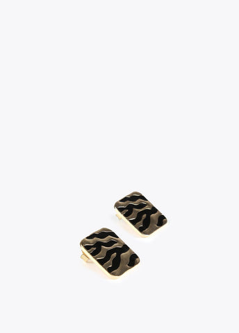 12410004-Animal print square earrings-Black