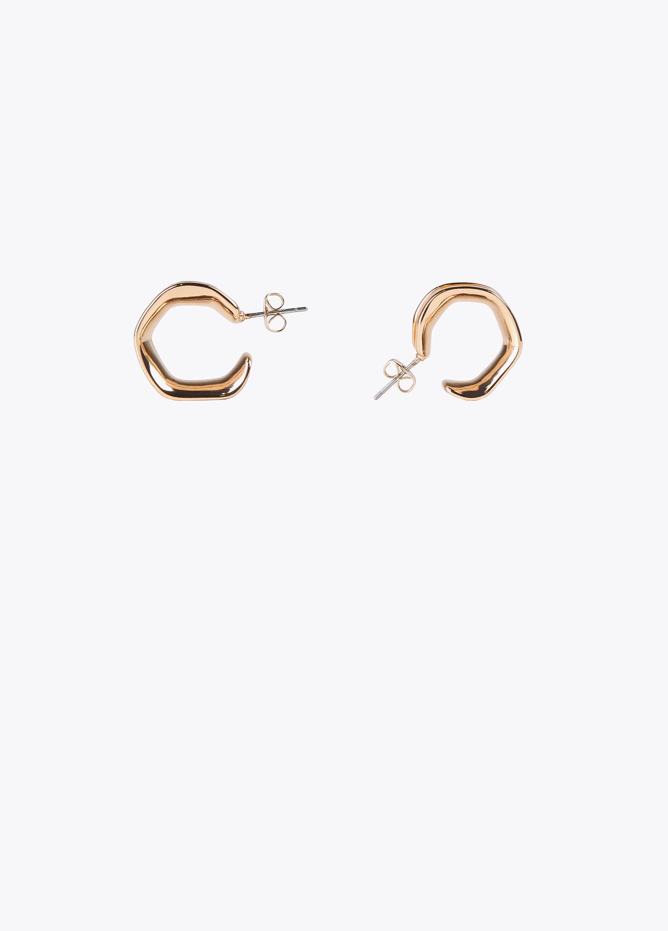 12410010-Irregular hoop earrings-Brown