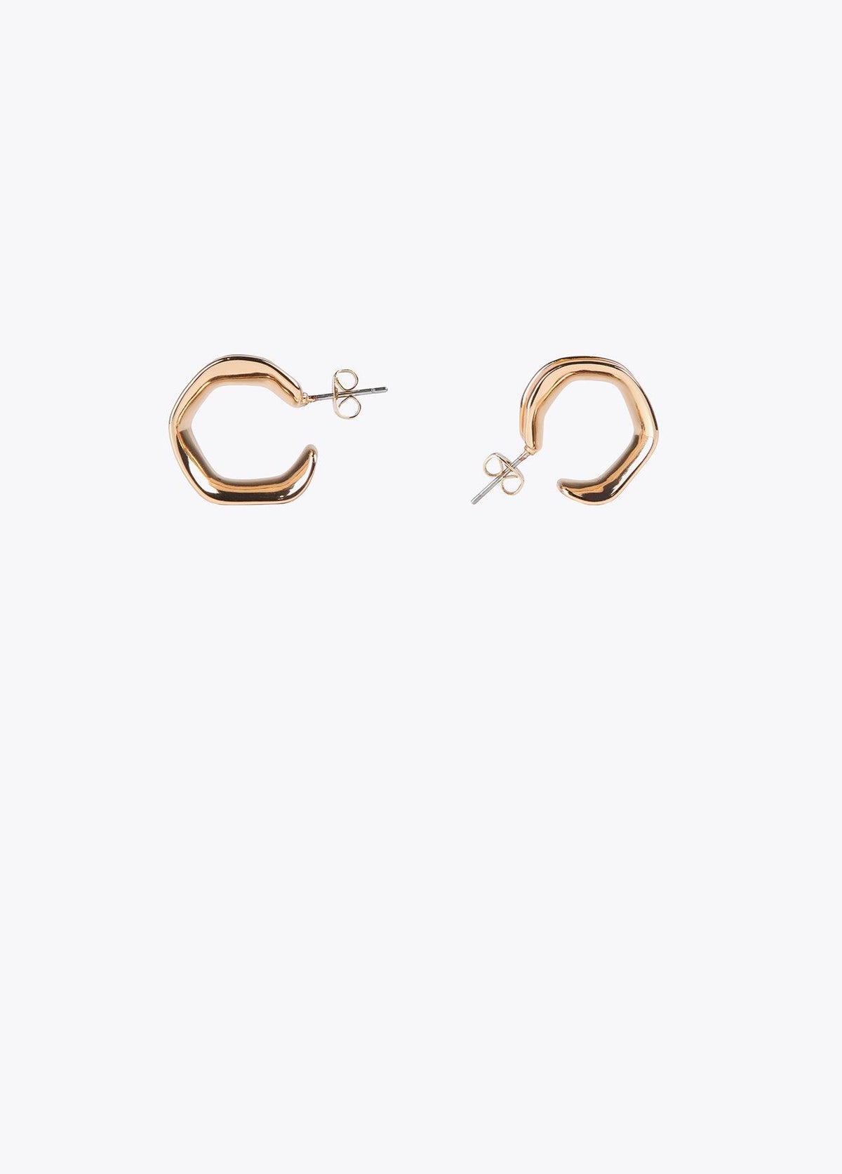 12410010-Irregular hoop earrings-Brown