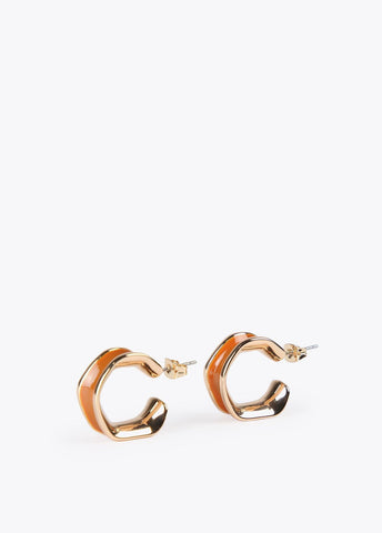 12410010-Irregular hoop earrings-Brown