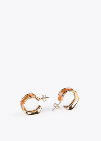 12410010-Irregular hoop earrings-Brown