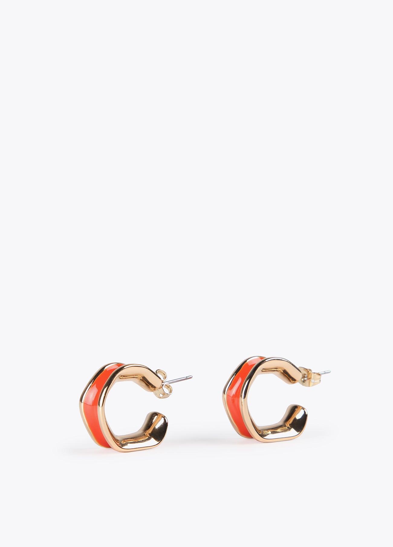 12410010-Irregular hoop earrings-Orange