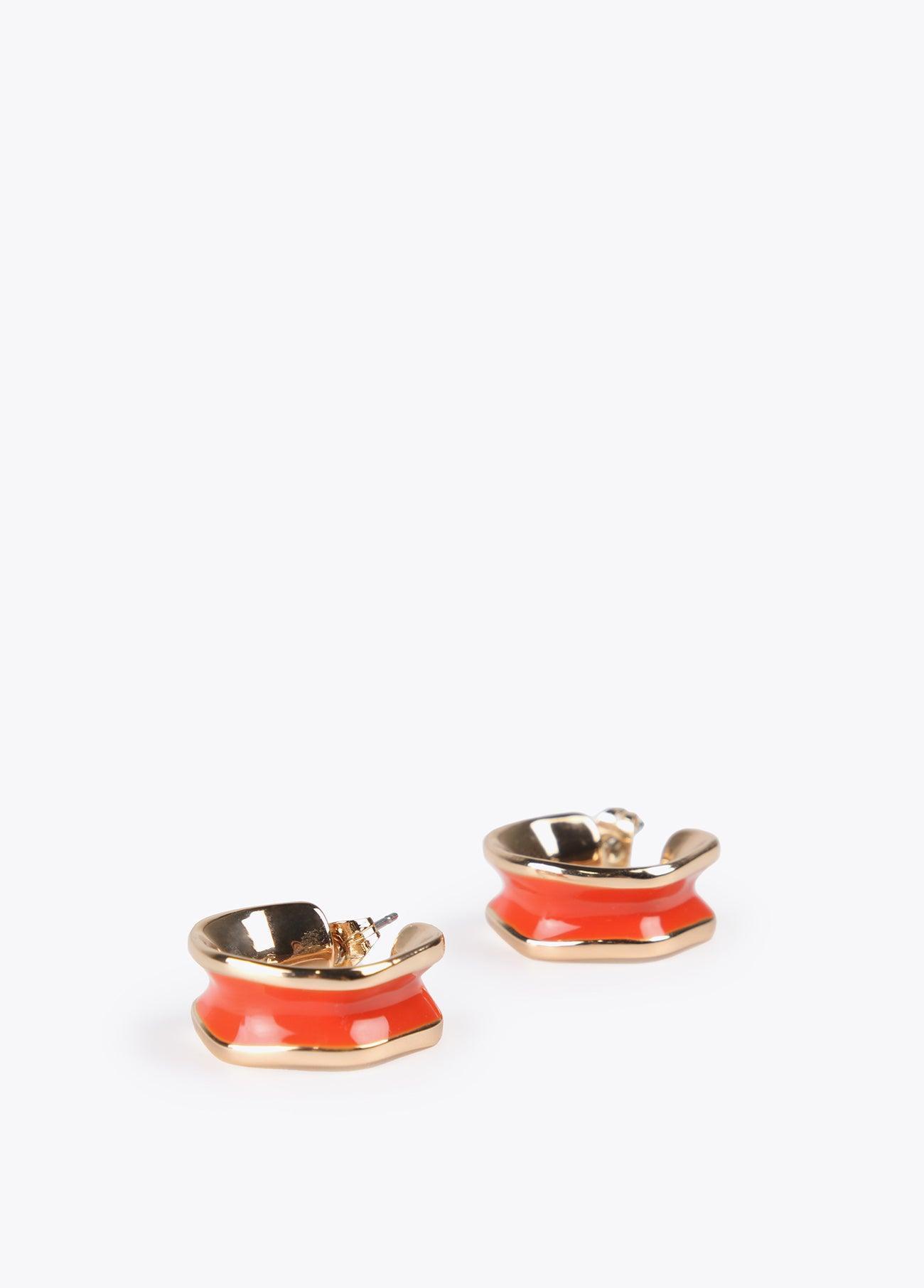 12410010-Irregular hoop earrings-Orange