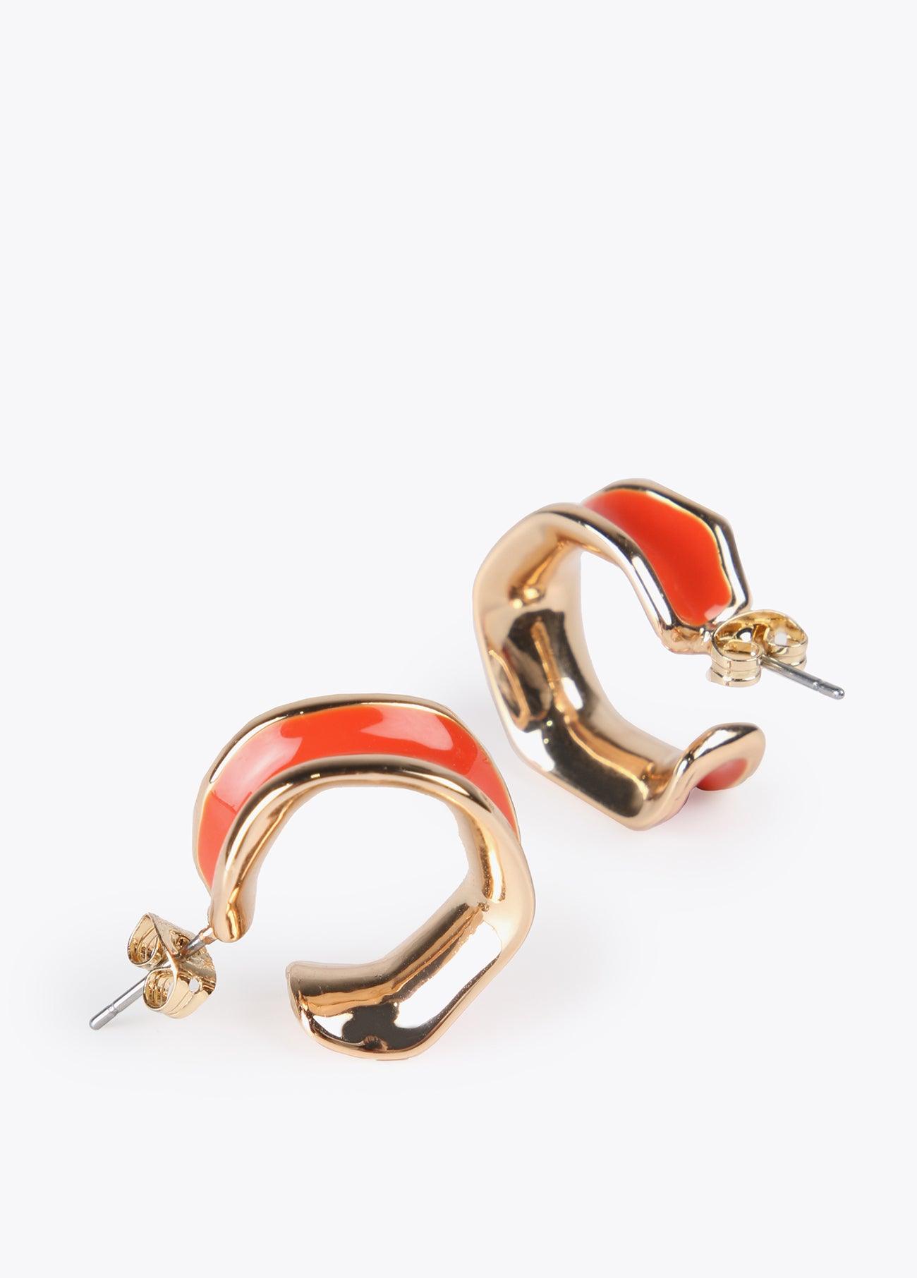 12410010-Irregular hoop earrings-Orange