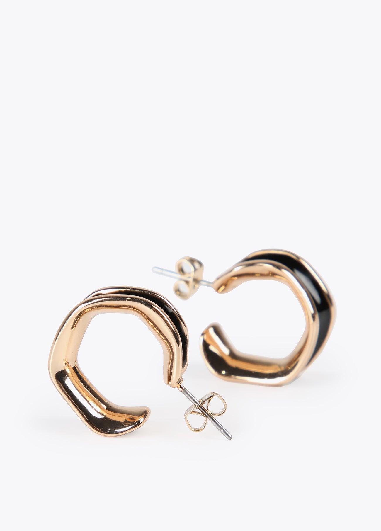 12410010-Irregular hoop earrings-Black