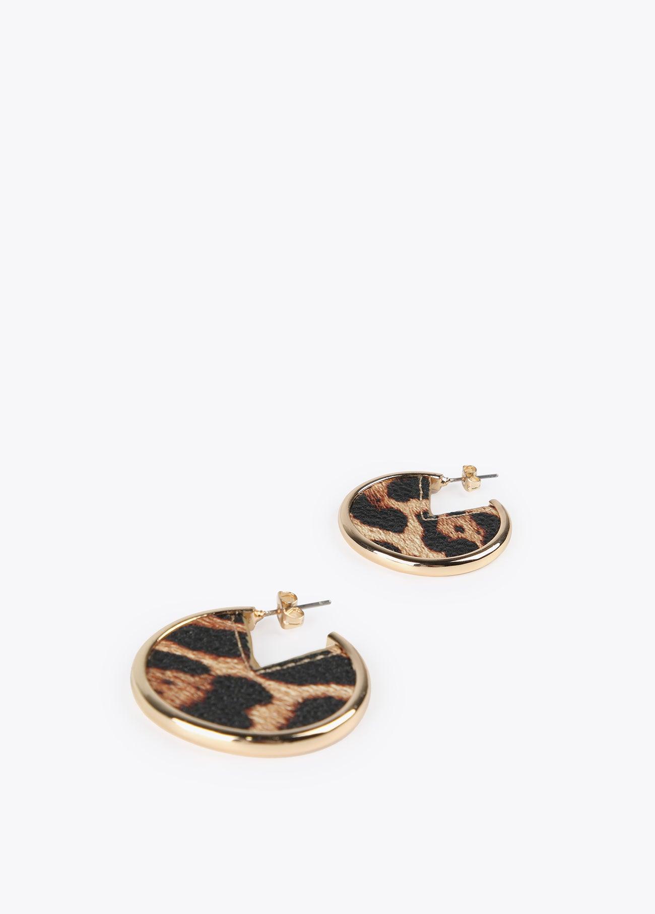 12410011-Faux leather hoop earrings-Printed