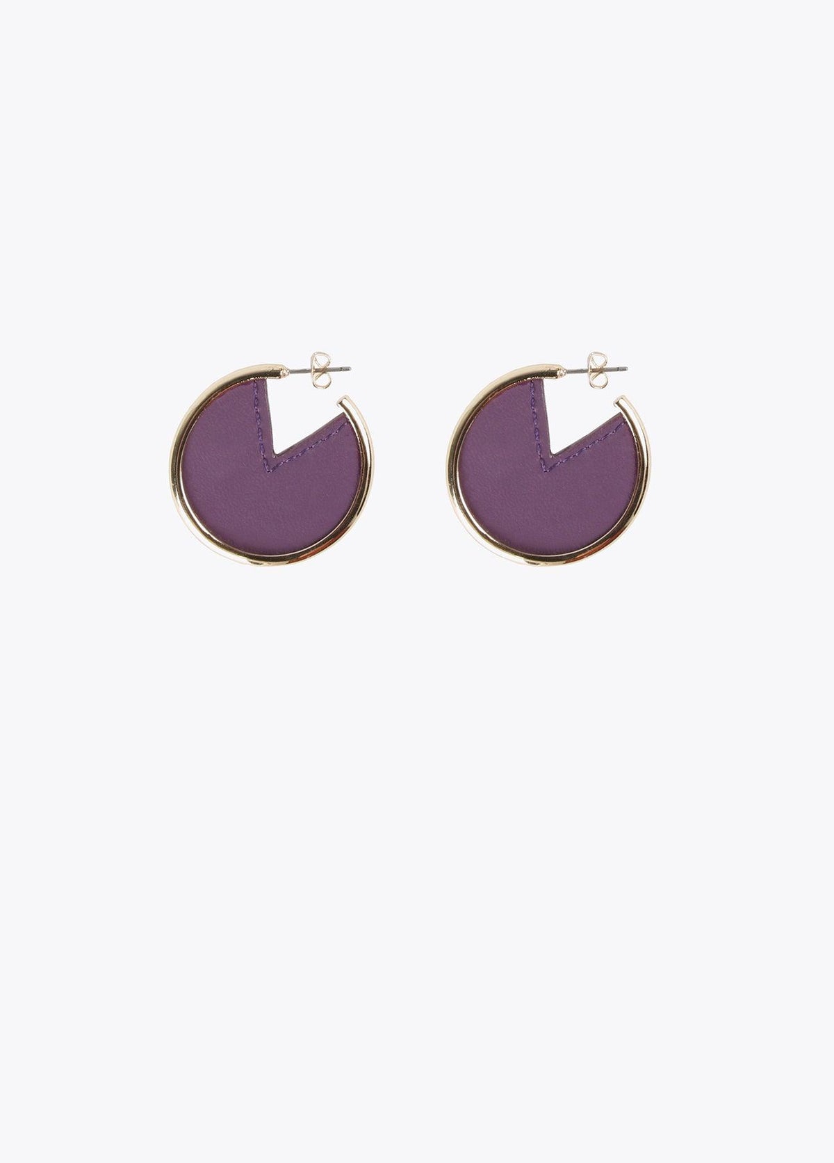 12410011-Faux leather hoop earrings-Lilac