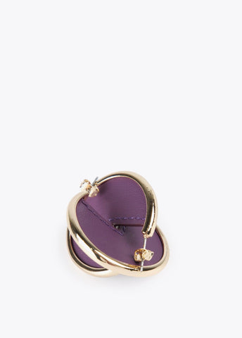 12410011-Faux leather hoop earrings-Lilac