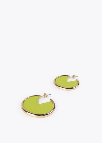 12410011-Faux leather hoop earrings-Lime