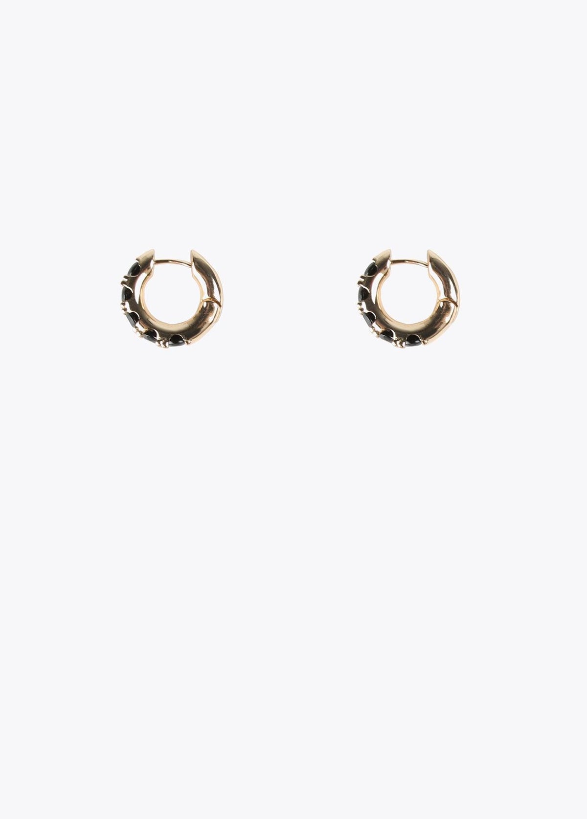 12410013-Hoop earrings with inset crystals-Black