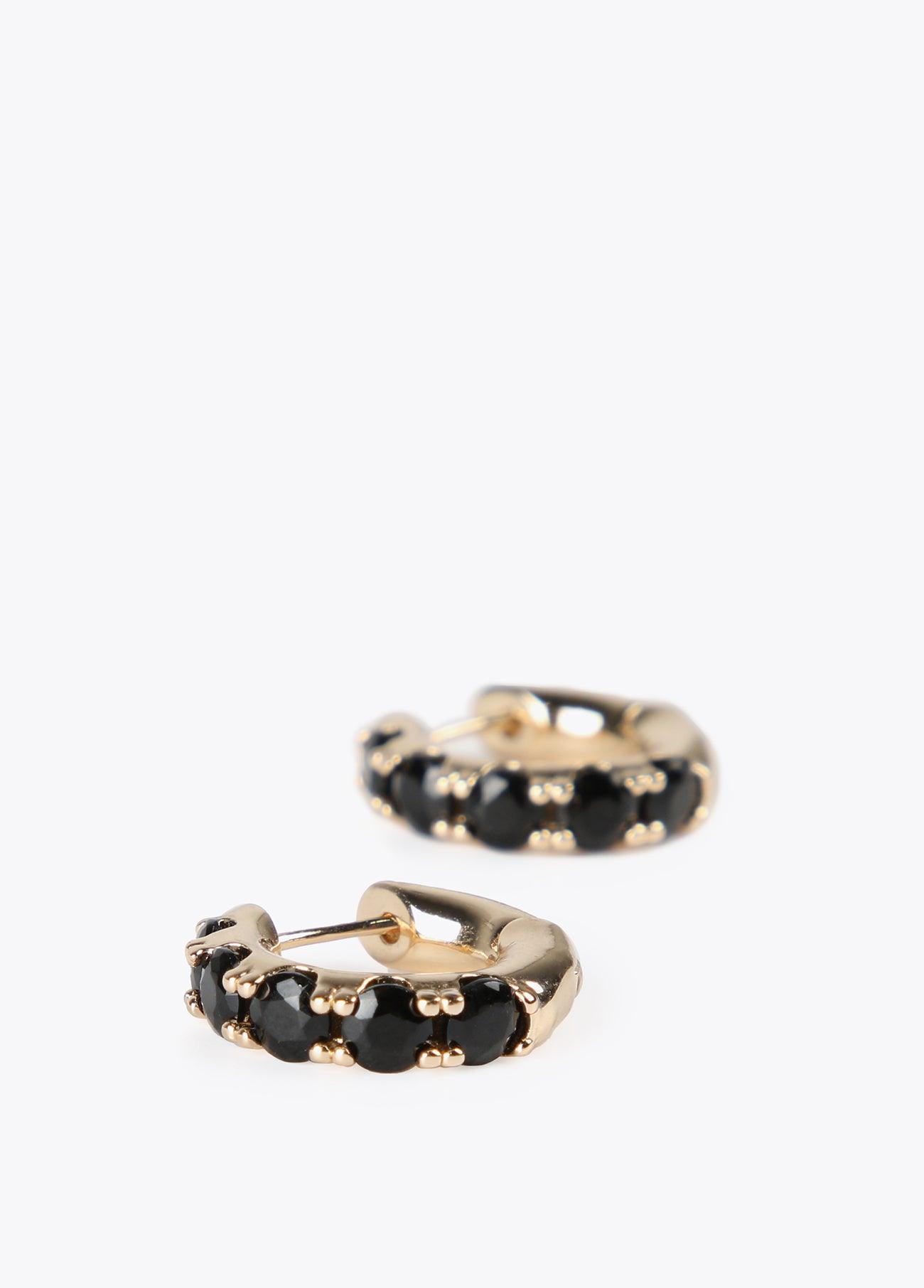 12410013-Hoop earrings with inset crystals-Black