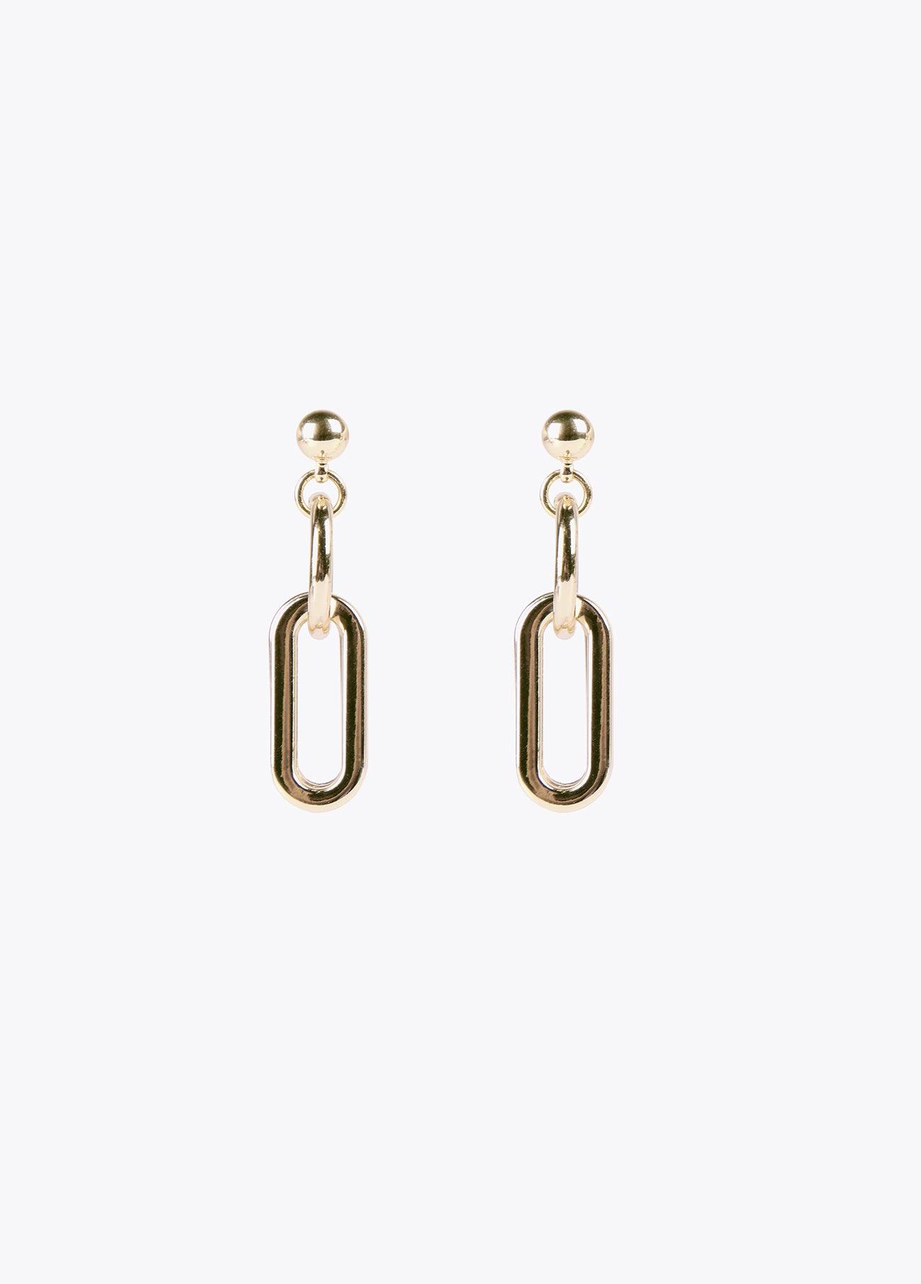 12410015-Double link earrings-Golden