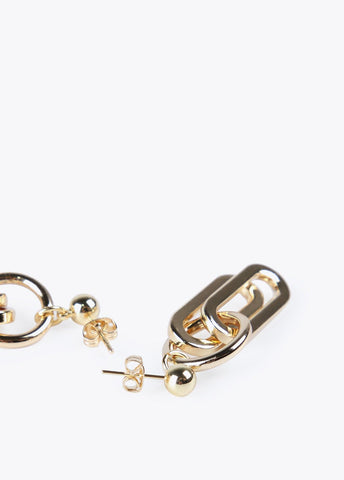 12410015-Double link earrings-Golden