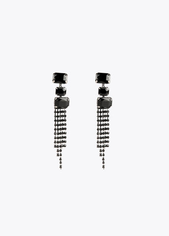 12410026-Long crystal earrings-Black