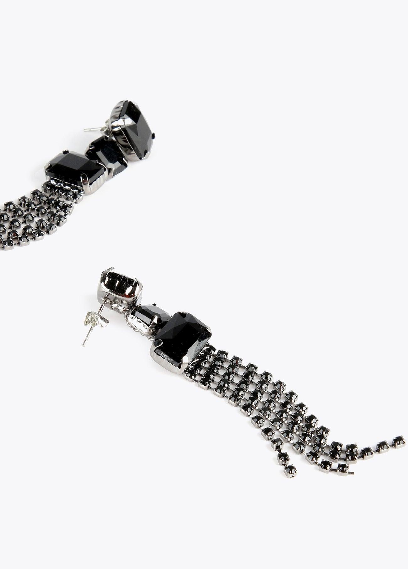 12410026-Long crystal earrings-Black