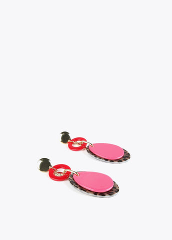 12410027-Two-tone charms earrings-Fuchsia