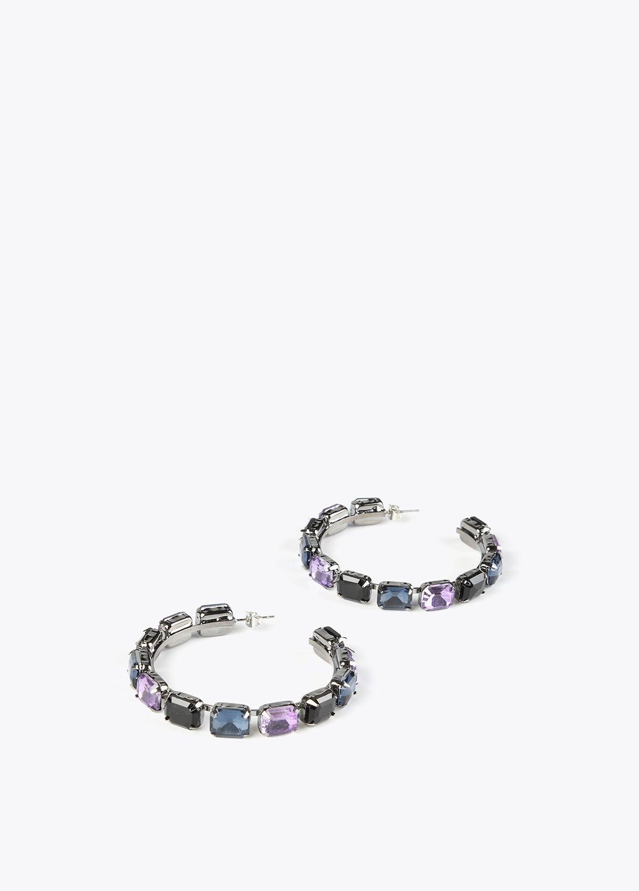 12410029-Crystal hoop earrings-Multi