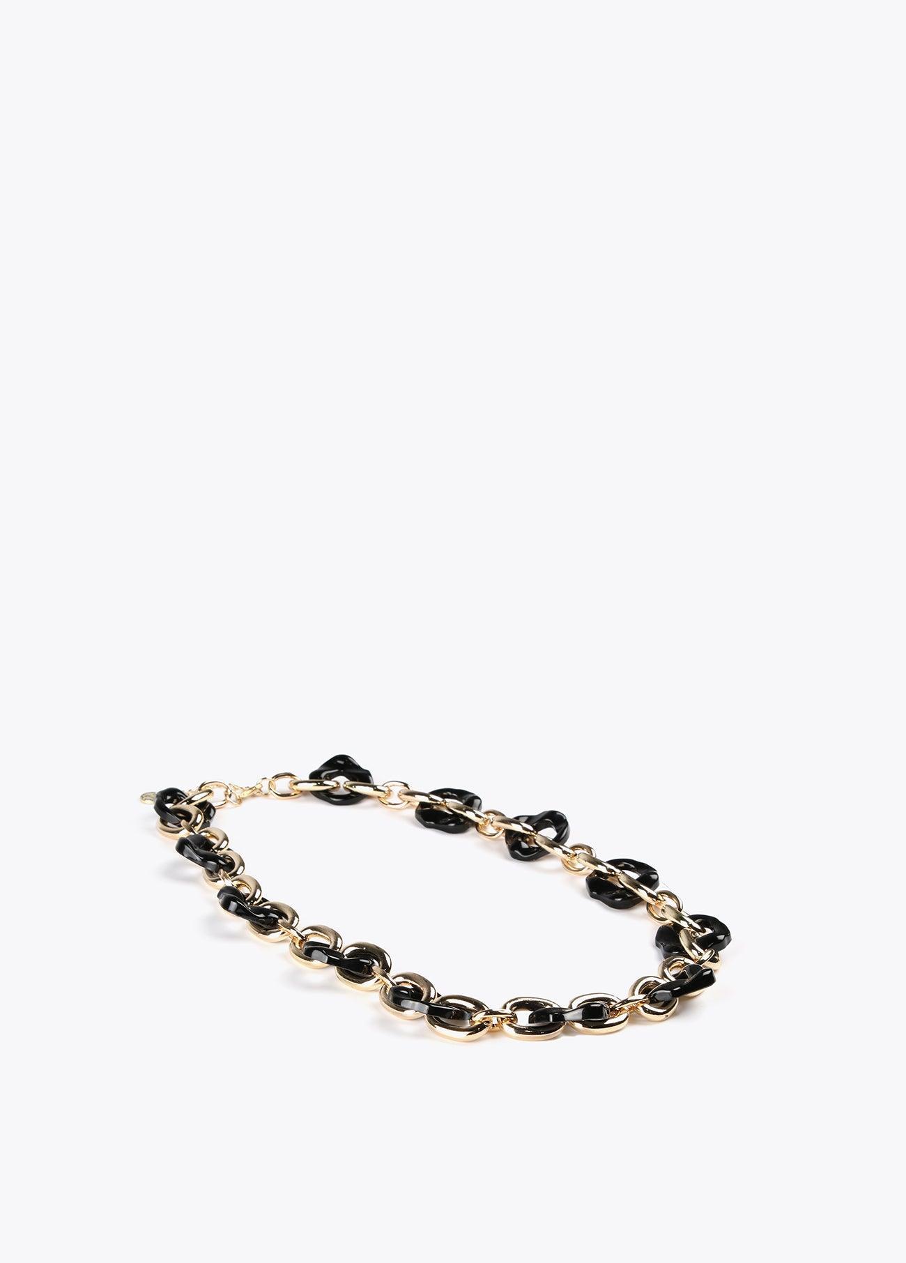 12411001-Long chain link necklace-Black