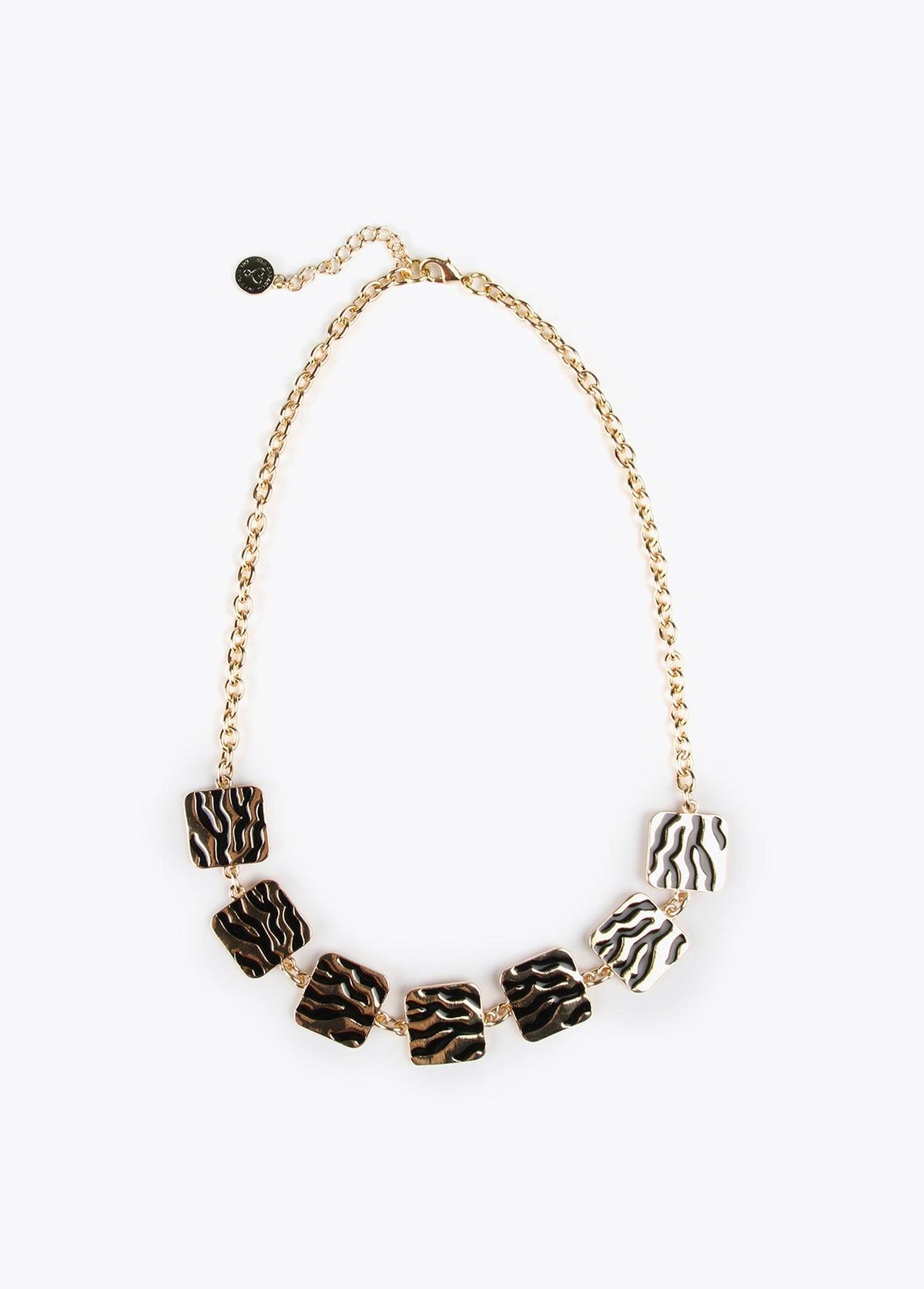 12411002-Short square animal print necklace-Black