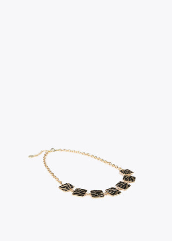 12411002-Short square animal print necklace-Black