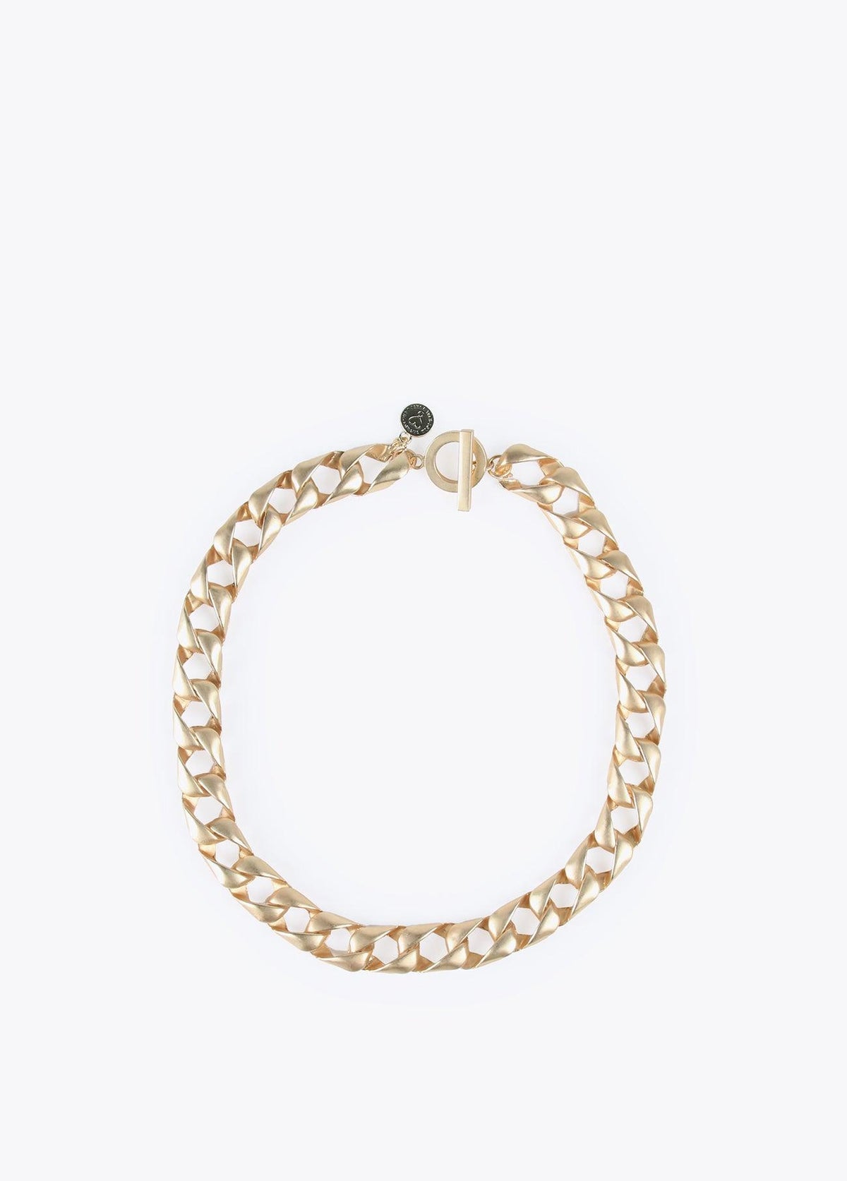 12411005-Matte gold link necklace-Golden