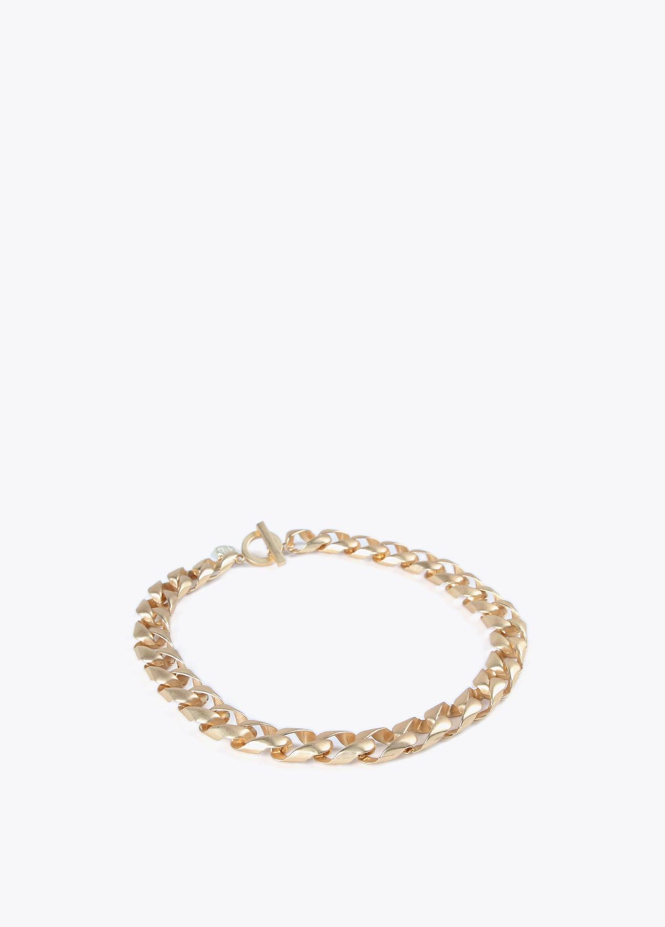 12411005-Matte gold link necklace-Golden