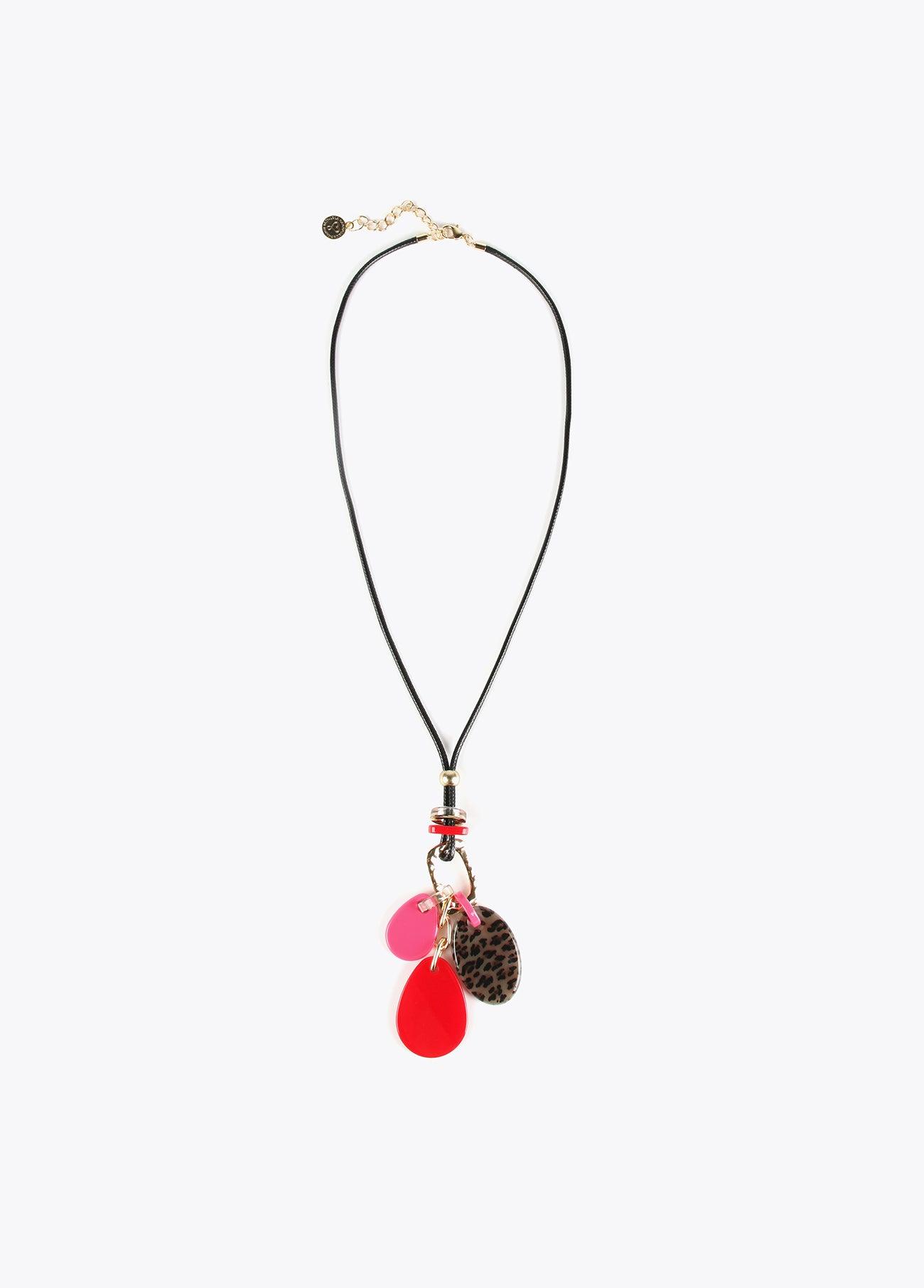 12411023-Long charms necklace-Red